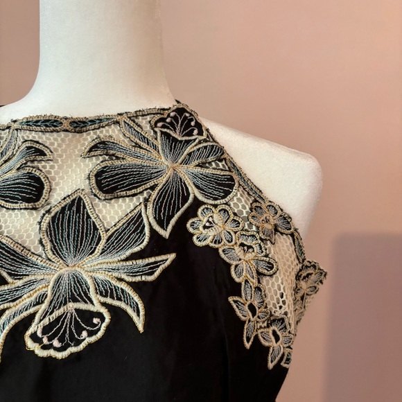 Free People Drapey Top Tie-Back Bodysuit with Floral Embroidery - Picture 2 of 7